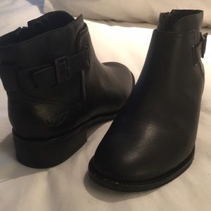 UGG black leather zip booties - women’s